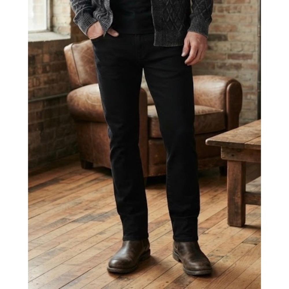 Express Mens Slim Fit Black Denim Jeans 30x30 Solid Dark Wash Modern Casual